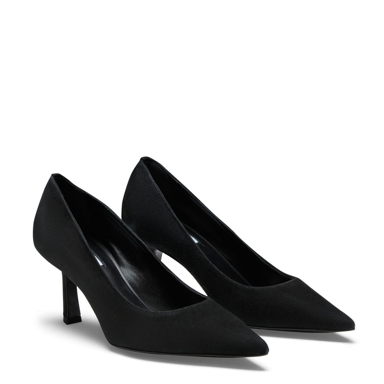 Black suede high-heel pump
