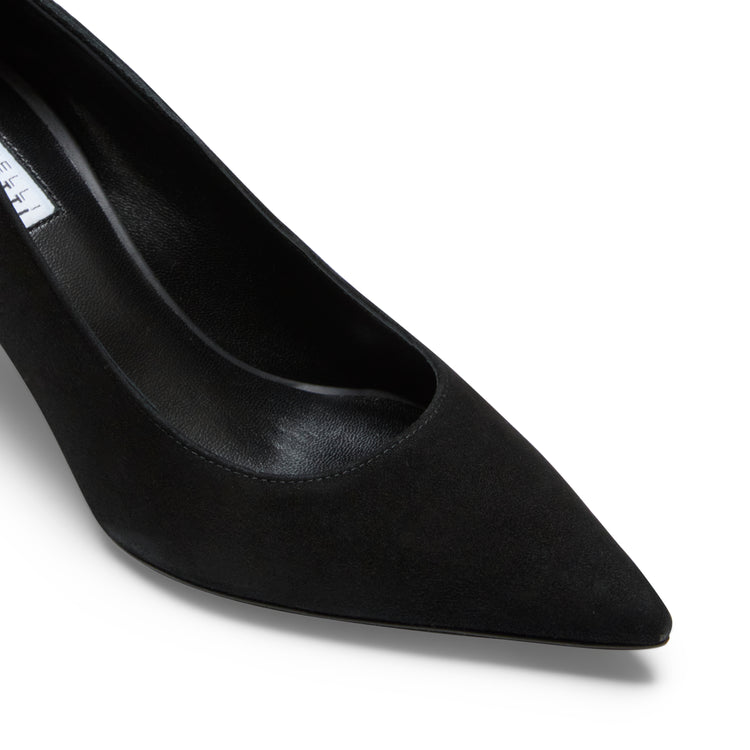 Black suede high-heel pump