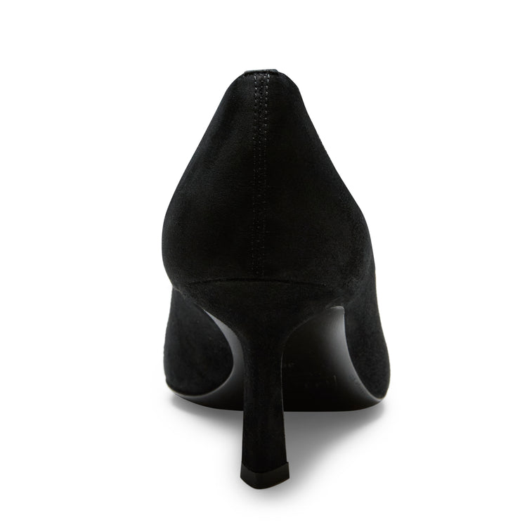 Black suede high-heel pump