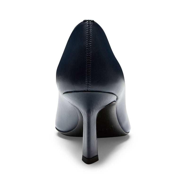 Navy blue leather high-heel pump