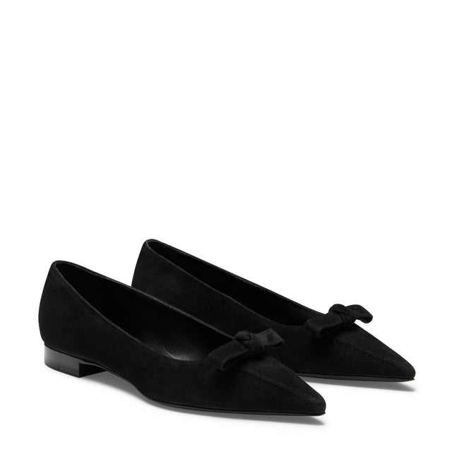 Zapatos de salón bajos de ante negro