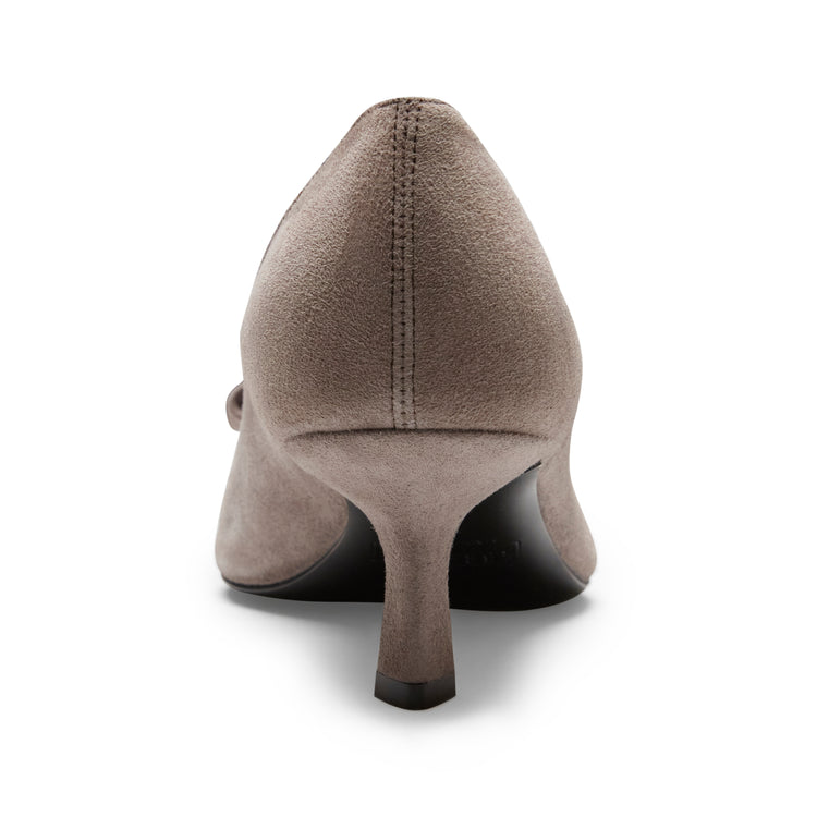 Grey medium-heel suede pump
