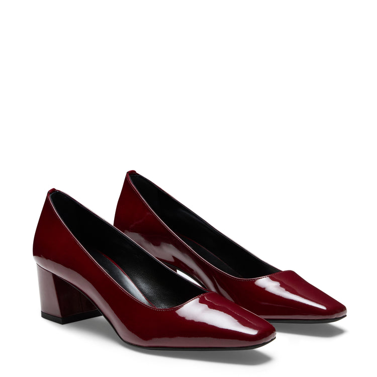 Garnet patent leather medium-heel pump