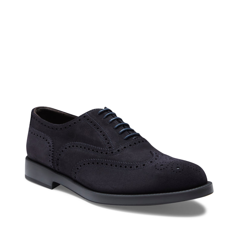 Francesina brogue in suede da uomo marine