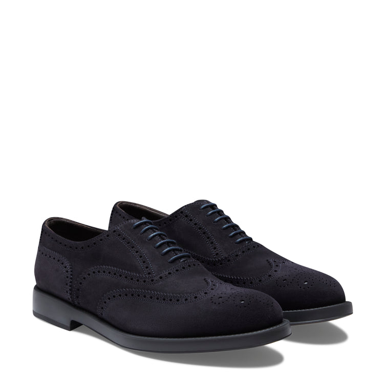Francesina brogue in suede da uomo marine