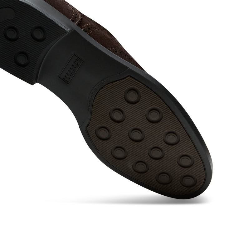 Francesina brogue in suede da uomo color cacao