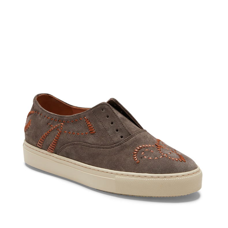 Grauer Damensneaker Sport aus Leder mit Einsätzen
