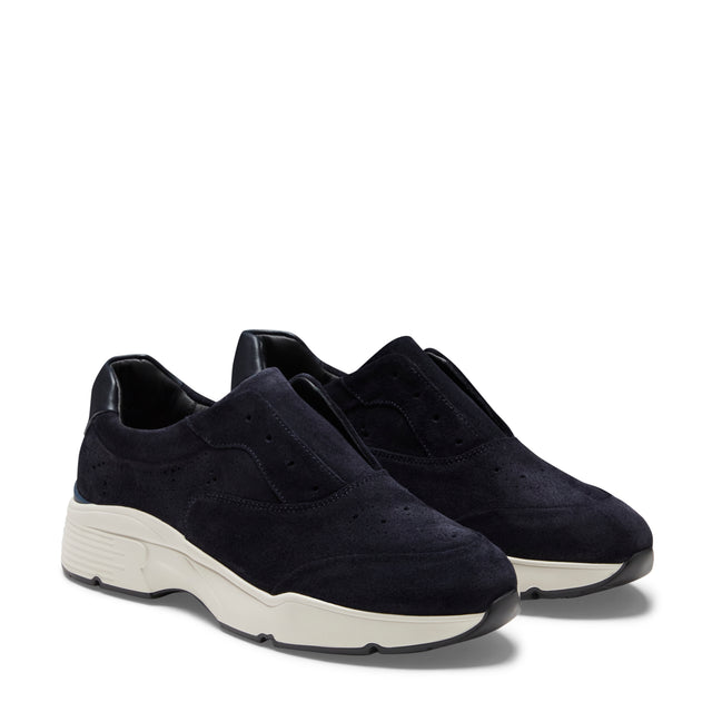Deportiva Hobo Running de piel y ante azul marino para mujer