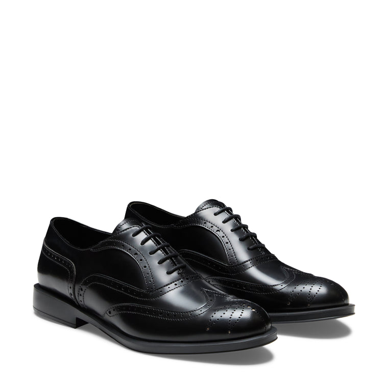 Damen-Oxfordschuh aus schwarzem Leder und Wildleder