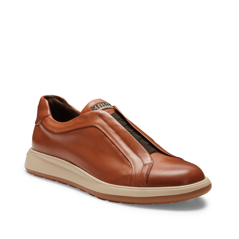 Sneaker in pelle liscia cuoio da uomo