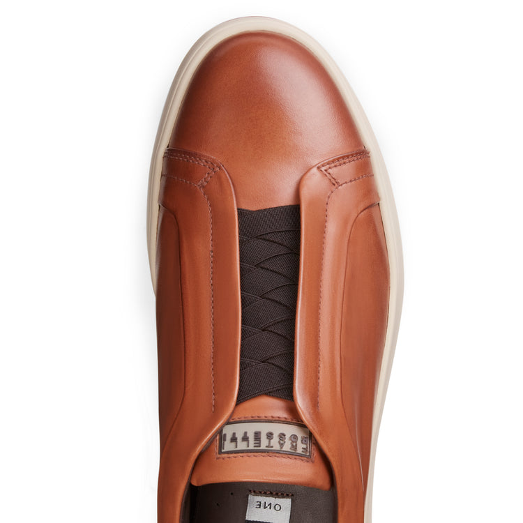 Sneaker in pelle liscia cuoio da uomo