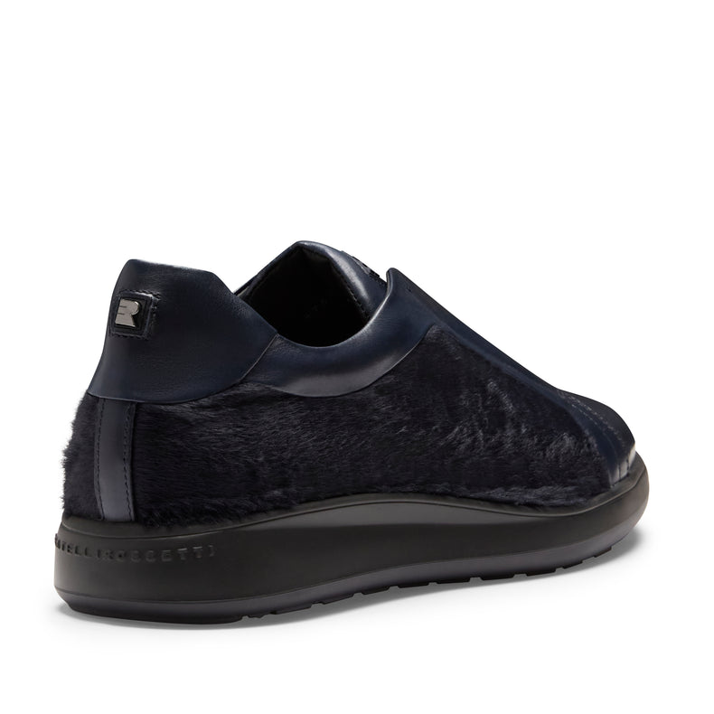 Herrensneaker aus marineblauem Leder