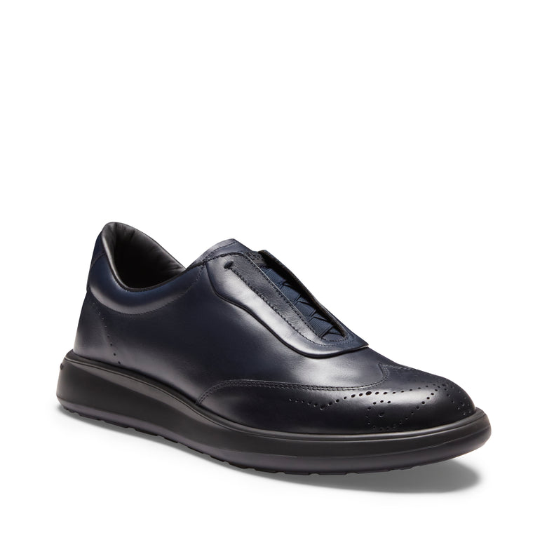 Men's navy blue leather brogue sneaker