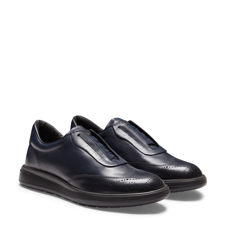 Men's navy blue leather brogue sneaker