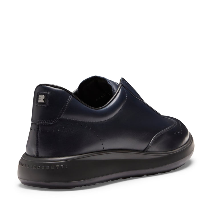 Men's navy blue leather brogue sneaker