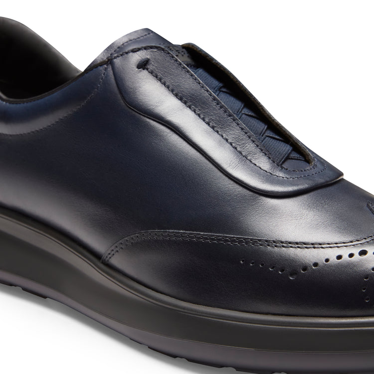 Men's navy blue leather brogue sneaker