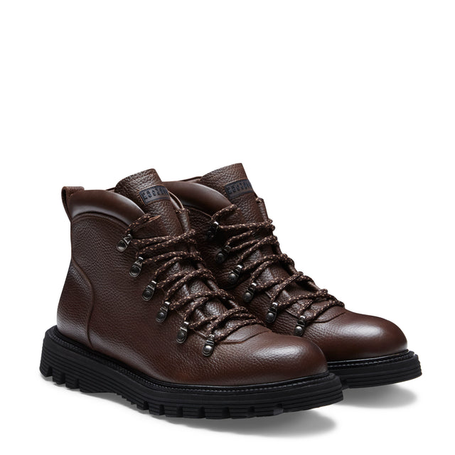 Men's brown leather lace-up desert boot