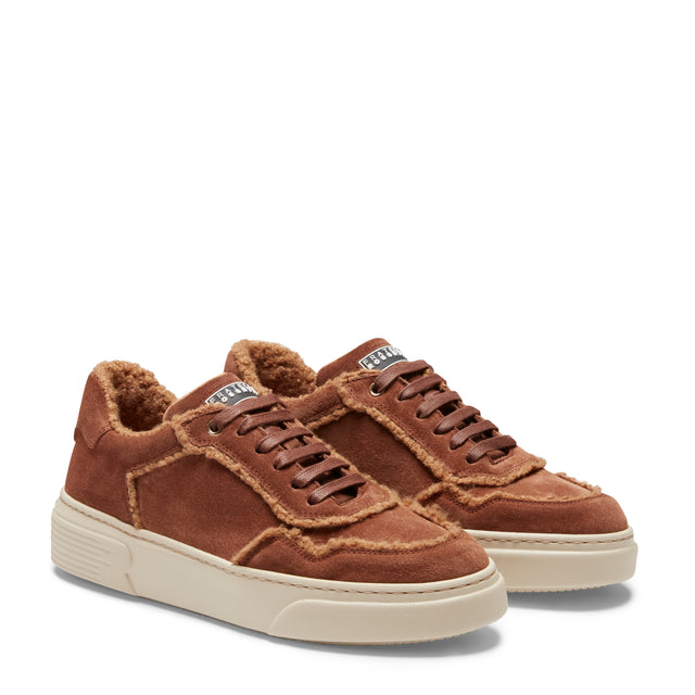 Damensneaker aus brandorangenem Wildleder