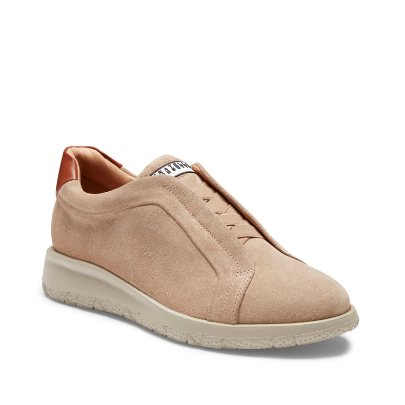 Damensneaker aus sandfarbenem, wasserabweisendem Wildleder