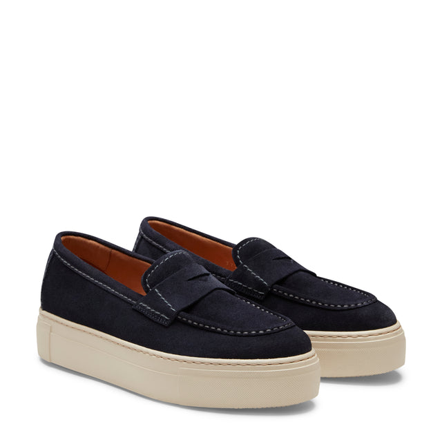 Mocassino in suede da donna color navy