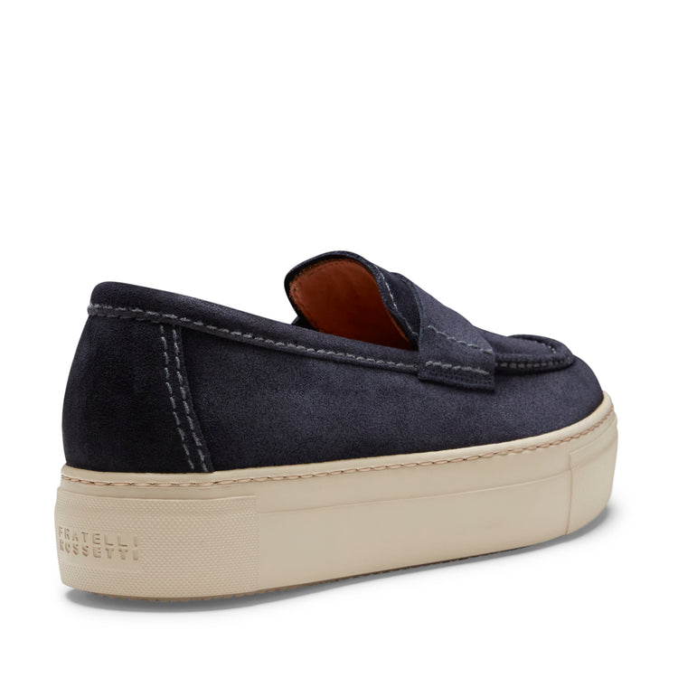 Damenloafer aus marineblauem Wildleder