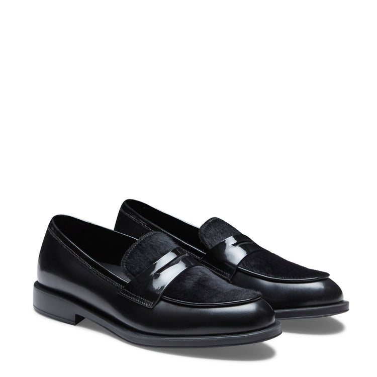 Mocassino in pelle da donna nero