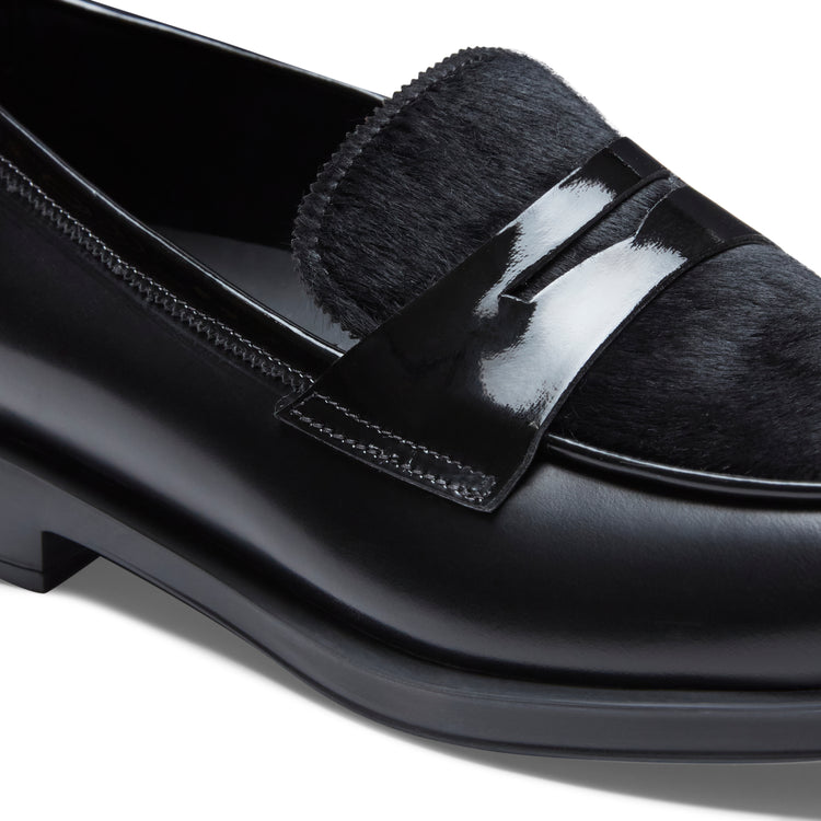 Mocassino in pelle da donna nero