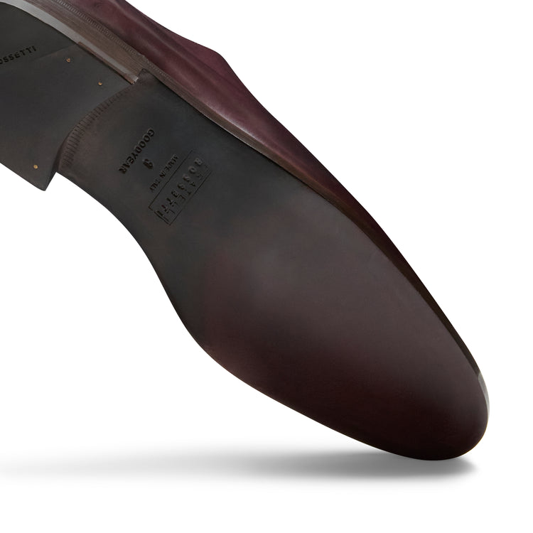 Bordeauxfarbener Herren-Oxfordschuh mit Goodyear-Verarbeitung aus Leder