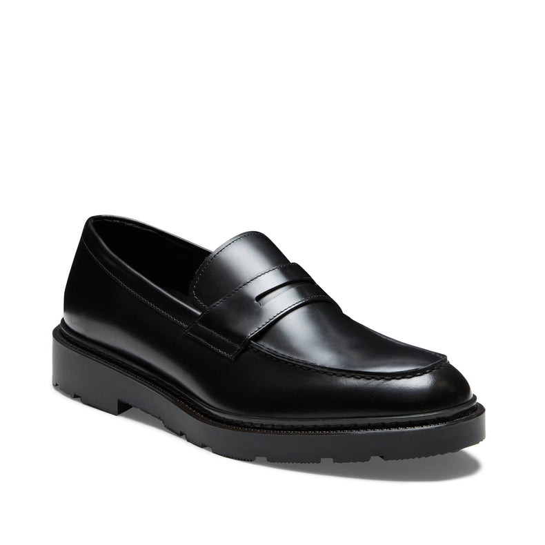 Men's black leather band loafer