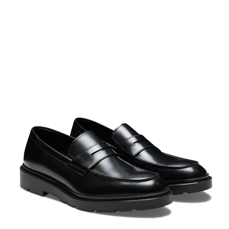 Men's black leather band loafer