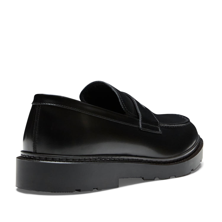 Men's black leather band loafer