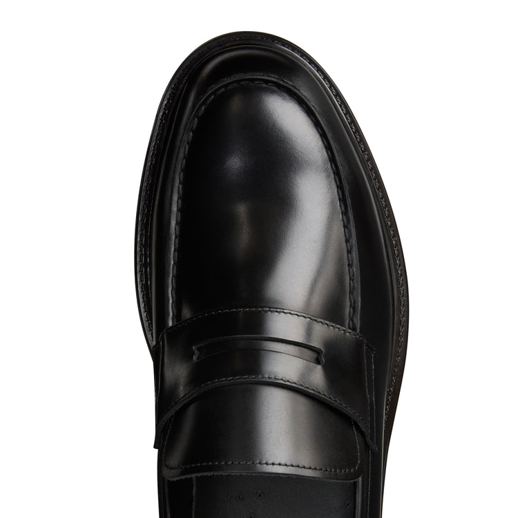 Men's black leather band loafer