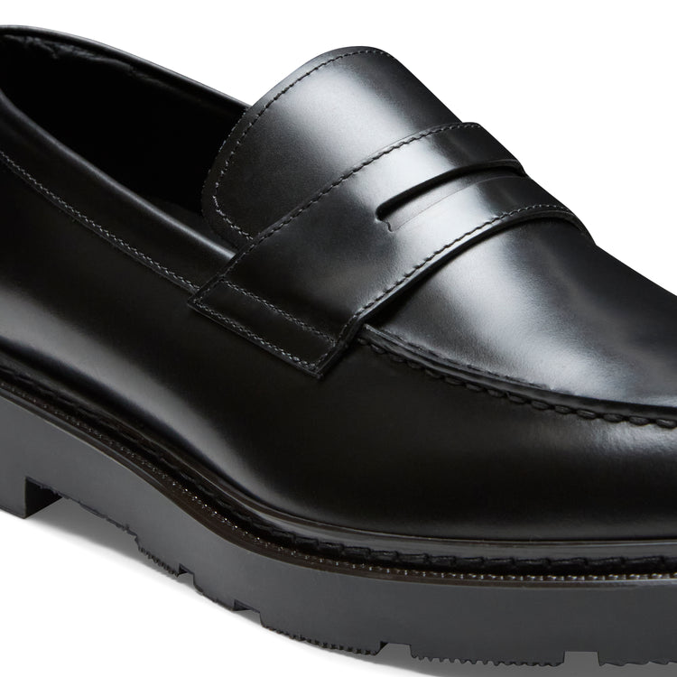 Men's black leather band loafer