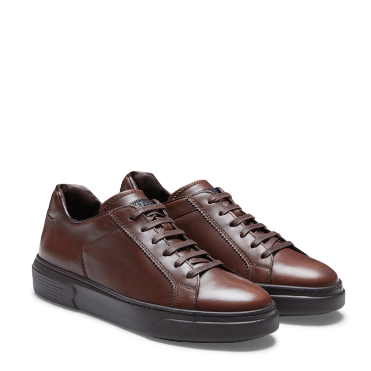 Sneaker in pelle da uomo color mandorla