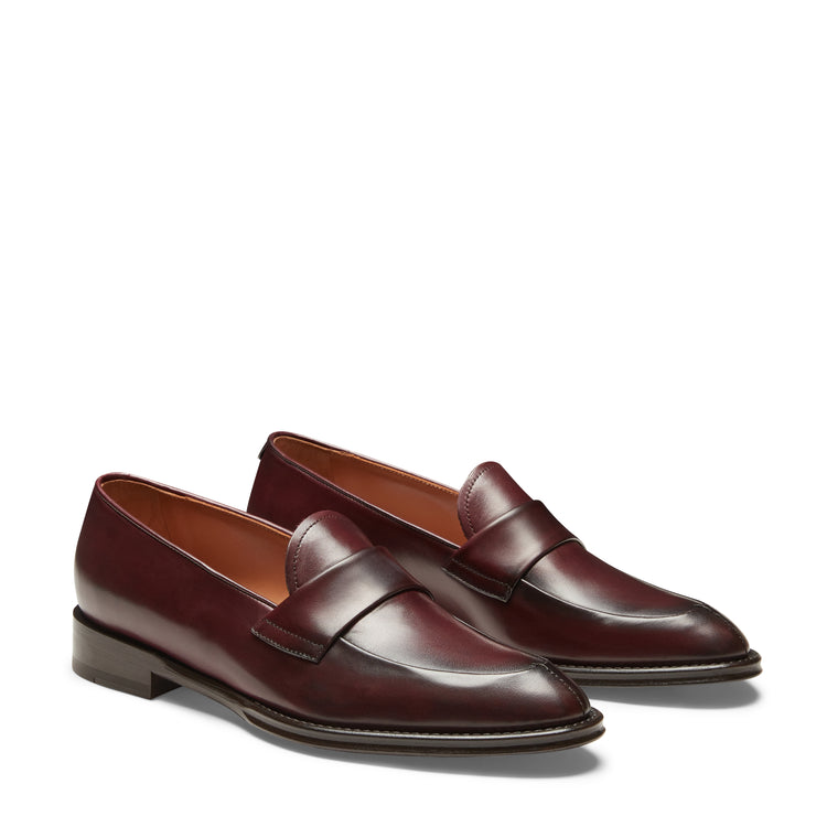 Mocassino in pelle da donna color granata