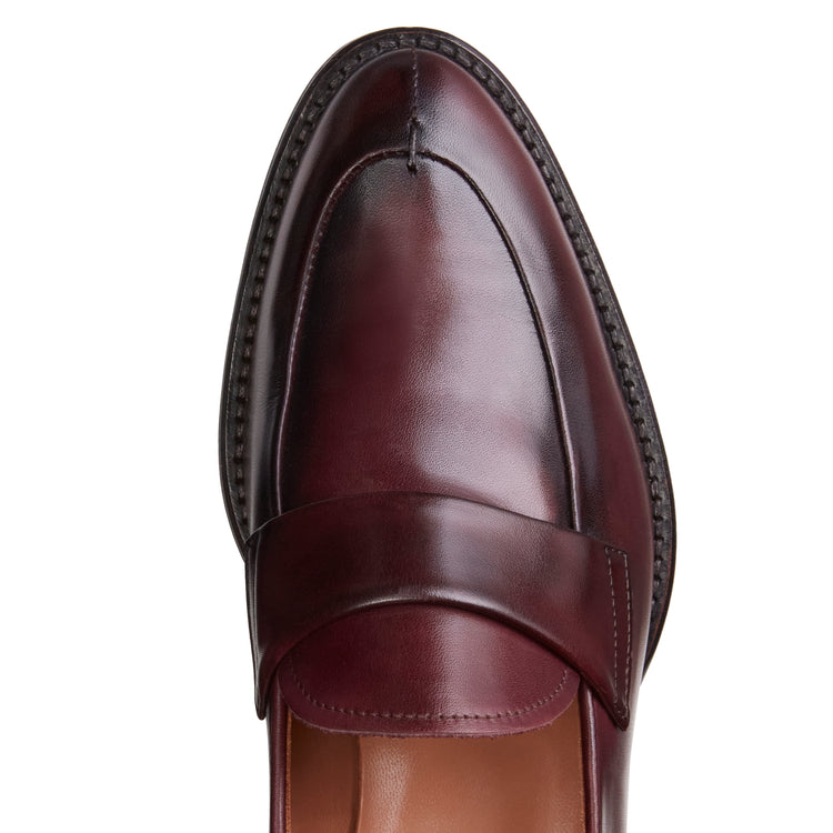 Mocassino in pelle da donna color granata