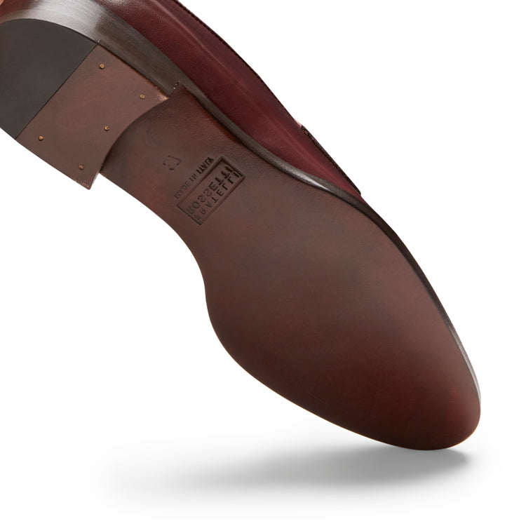 Mocassino in pelle da donna color granata
