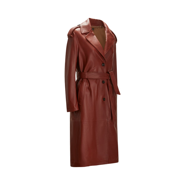Trench da donna in pelle mandorla