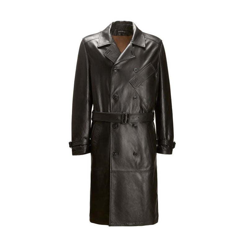 Trench da uomo in pelle nera