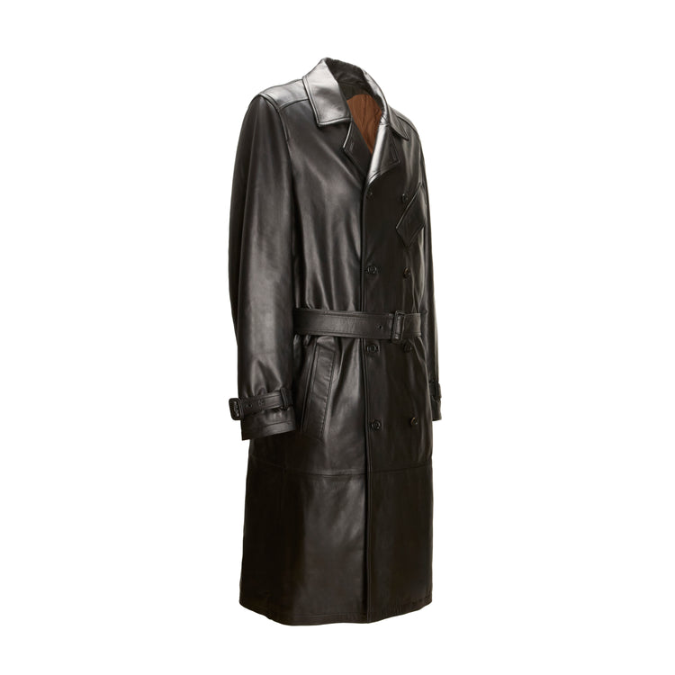 Trench da uomo in pelle nera