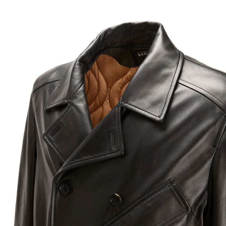 Trench da uomo in pelle nera
