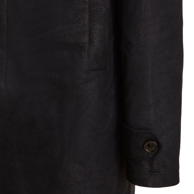 Cappotto uomo in pelle scamosciata blu