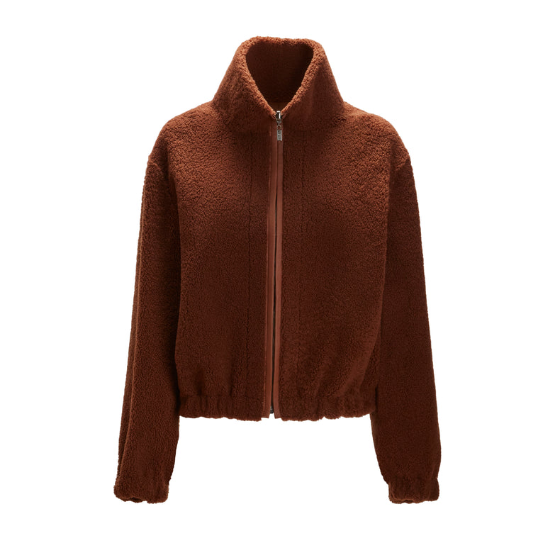 Bomber da donna in shearling reversibile biscotto
