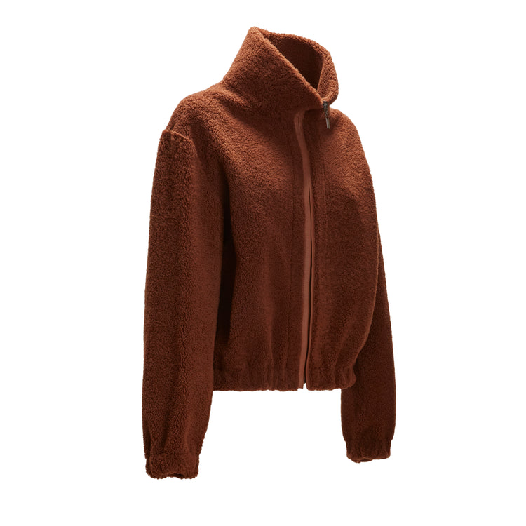 Bomber da donna in shearling reversibile biscotto