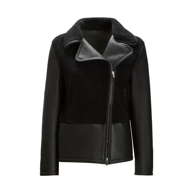 Women's black shearling jacket