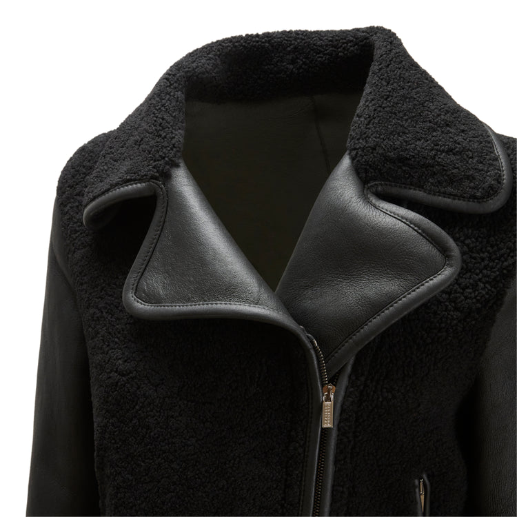 Women's black shearling jacket