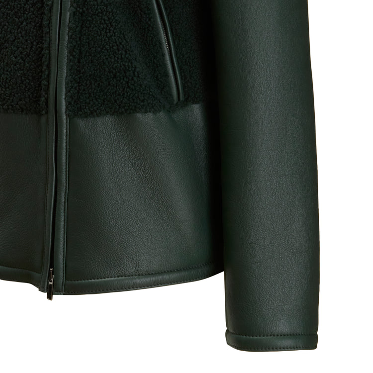 Women's forest green shearling jacket