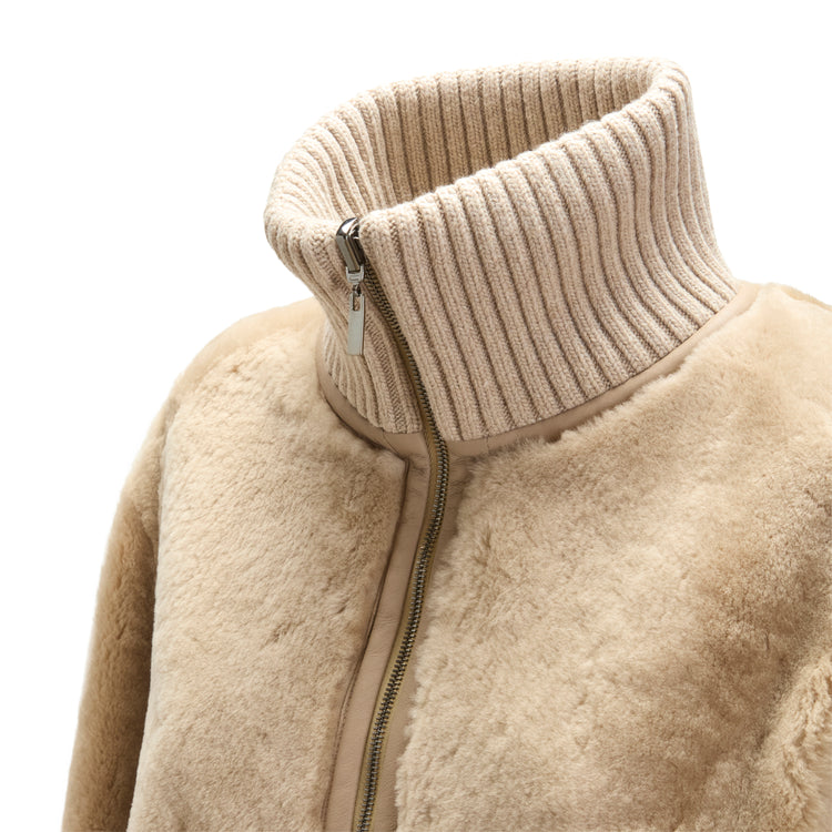 Cappotto da donna in shearling reversibile sabbia