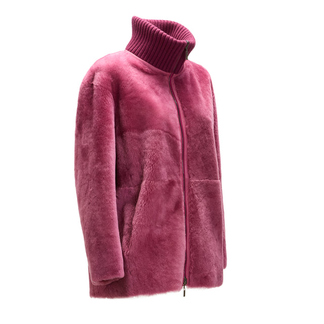 Women's reversible shearling coat in antique pink