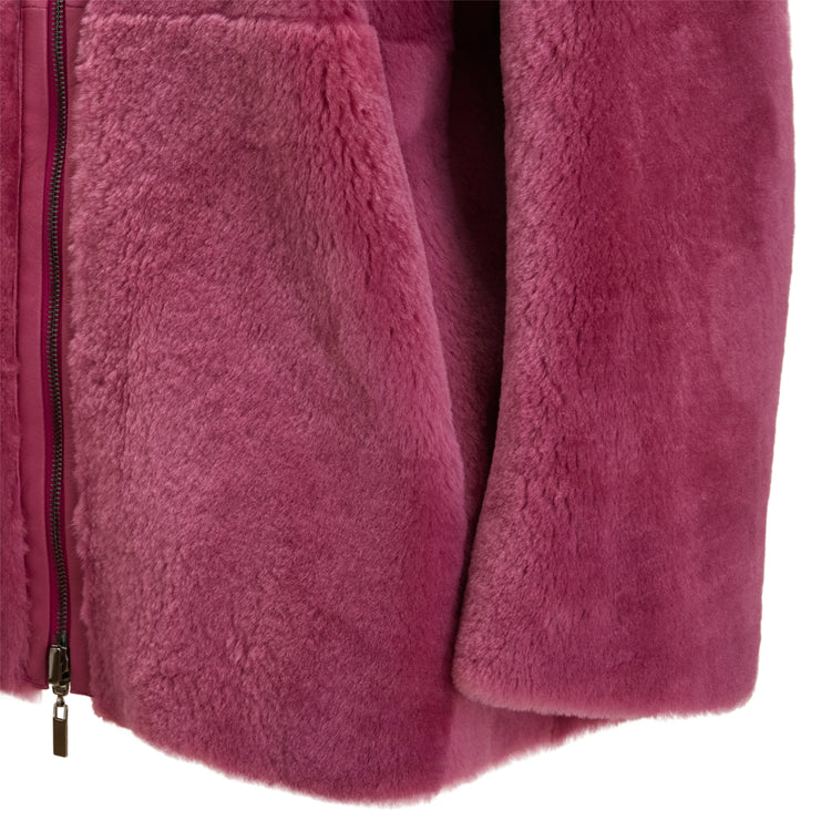 Cappotto da donna in shearling reversibile rosa antico